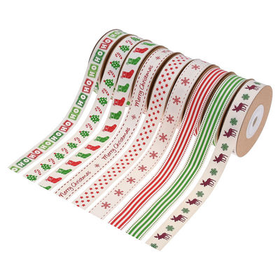15mm*3y Weihnachtsgeschenkband gedruckt weißes Baumwollband