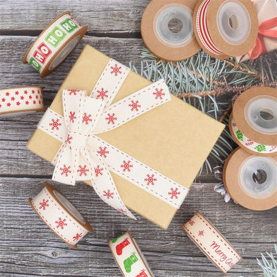 15mm*3y Weihnachtsgeschenkband gedruckt weißes Baumwollband