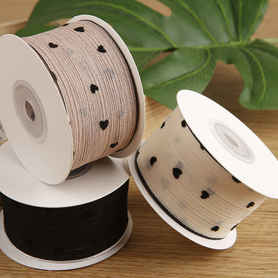3 Farben gestreiftes Band 40mm Herz gedruckt Polyesterband OEM Öko-freundlich