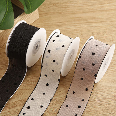 3 Farben gestreiftes Band 40mm Herz gedruckt Polyesterband OEM Öko-freundlich