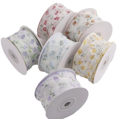 40 mm 50 mm Organza-Band mit Floral Printed Polyester-Band OEM Öko-freundlich
