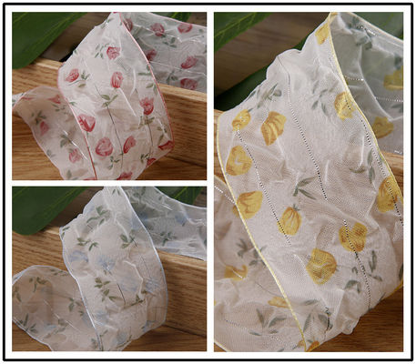 40 mm 50 mm Organza-Band mit Floral Printed Polyester-Band OEM Öko-freundlich