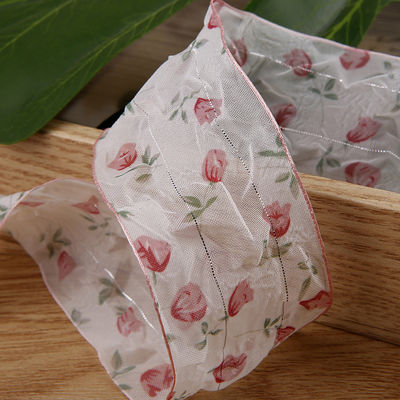 40 mm 50 mm Organza-Band mit Floral Printed Polyester-Band OEM Öko-freundlich