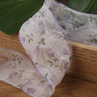 40 mm 50 mm Organza-Band mit Floral Printed Polyester-Band OEM Öko-freundlich