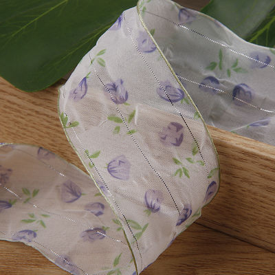 40 mm 50 mm Organza-Band mit Floral Printed Polyester-Band OEM Öko-freundlich