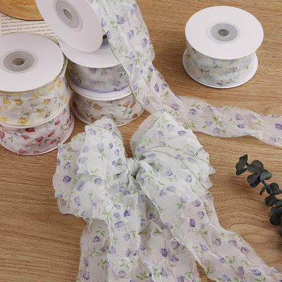 40 mm 50 mm Organza-Band mit Floral Printed Polyester-Band OEM Öko-freundlich