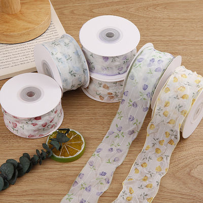 40 mm 50 mm Organza-Band mit Floral Printed Polyester-Band OEM Öko-freundlich