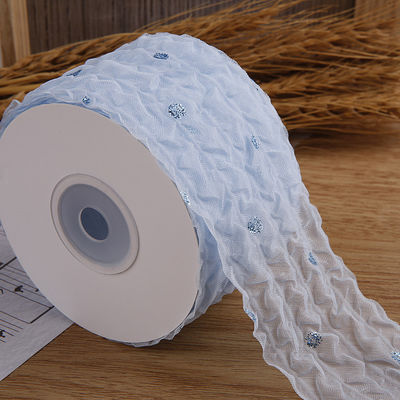 50mm Organza-Band mit Punktmuster Goldfolie Druck Polyester Organza-Band OEM Öko-freundlich