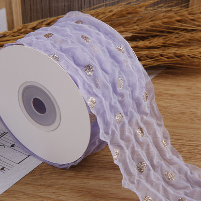 50mm Organza-Band mit Punktmuster Goldfolie Druck Polyester Organza-Band OEM Öko-freundlich