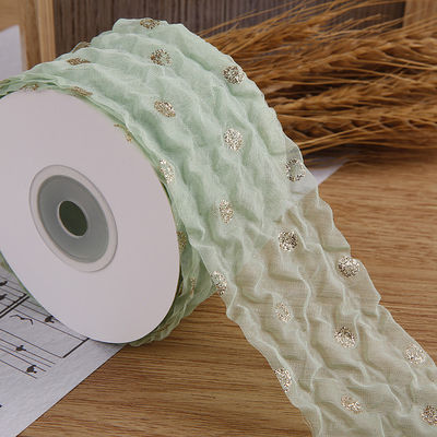 50mm Organza-Band mit Punktmuster Goldfolie Druck Polyester Organza-Band OEM Öko-freundlich