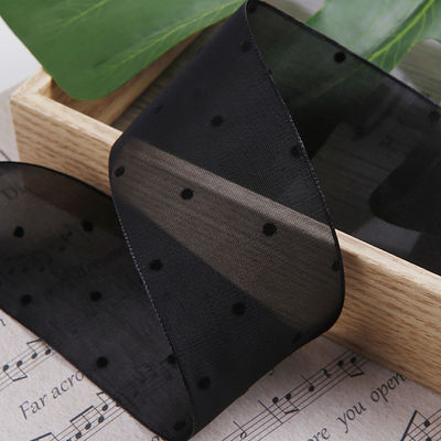 25mm-50mm Organza-Band mit Punktmuster Druck Polyester Organza-Band OEM Öko-freundlich