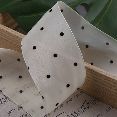 25mm-50mm Organza-Band mit Punktmuster Druck Polyester Organza-Band OEM Öko-freundlich