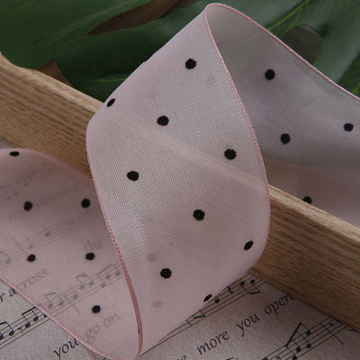 25mm-50mm Organza-Band mit Punktmuster Druck Polyester Organza-Band OEM Öko-freundlich