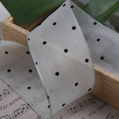 25mm-50mm Organza-Band mit Punktmuster Druck Polyester Organza-Band OEM Öko-freundlich