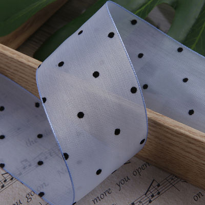 25mm-50mm Organza-Band mit Punktmuster Druck Polyester Organza-Band OEM Öko-freundlich