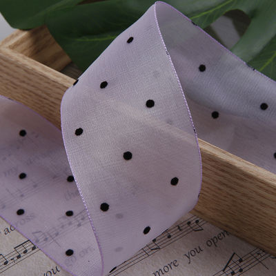 25mm-50mm Organza-Band mit Punktmuster Druck Polyester Organza-Band OEM Öko-freundlich