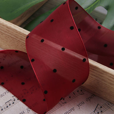 25mm-50mm Organza-Band mit Punktmuster Druck Polyester Organza-Band OEM Öko-freundlich