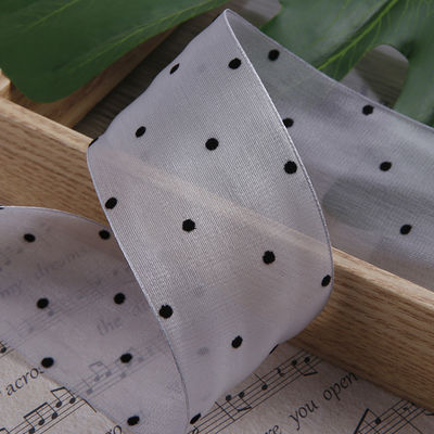 25mm-50mm Organza-Band mit Punktmuster Druck Polyester Organza-Band OEM Öko-freundlich