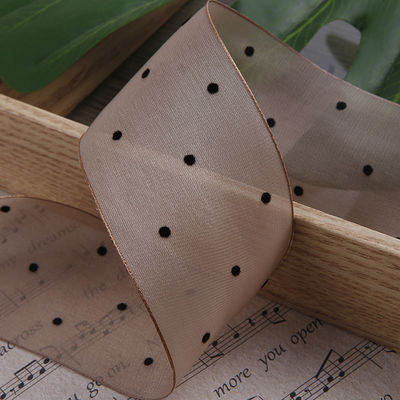 25mm-50mm Organza-Band mit Punktmuster Druck Polyester Organza-Band OEM Öko-freundlich