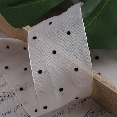 25mm-50mm Organza-Band mit Punktmuster Druck Polyester Organza-Band OEM Öko-freundlich