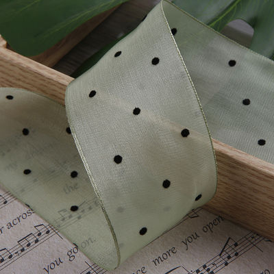 25mm-50mm Organza-Band mit Punktmuster Druck Polyester Organza-Band OEM Öko-freundlich