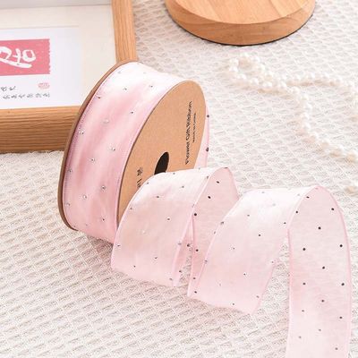 4cm*18m Scheinende Diamant Polyester Organza Band Hochwertiges Geschenkband