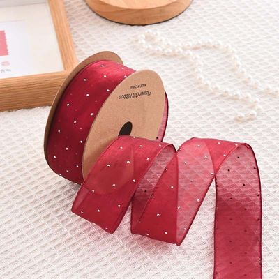 4cm*18m Scheinende Diamant Polyester Organza Band Hochwertiges Geschenkband