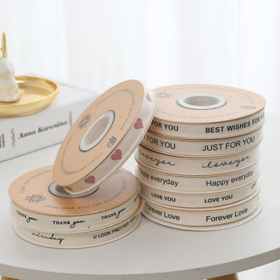 13mm Logo Baumwollband Literatur Frische Blumenstrauß Kuchen Dekoration Geschenkbox Band DIY Material Verpackungsband