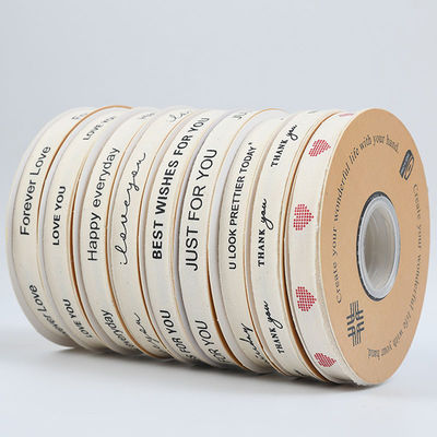 13mm Großhandel Logo Baumwollband Literaturstil Blumenverpackung Geschenkbox Dekoration Band Kuchenstrauß