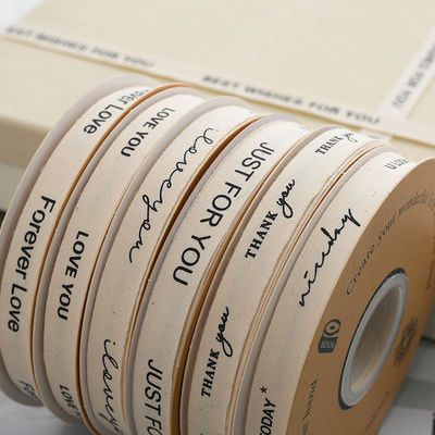 13mm Großhandel Logo Baumwollband Literaturstil Blumenverpackung Geschenkbox Dekoration Band Kuchenstrauß