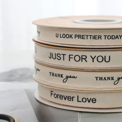 13mm Großhandel Logo Baumwollband Literaturstil Blumenverpackung Geschenkbox Dekoration Band Kuchenstrauß