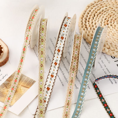 15mm*50y Pastorales Blumenbaumwollband Backkuchenband Bogen Bogen DIY Material Dekoration Band Blumenstrauß Verpackung