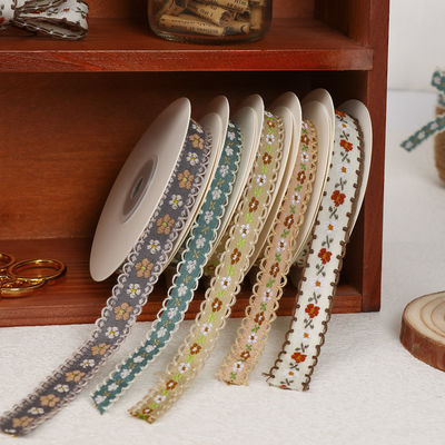 15mm*50y Pastorales Blumenbaumwollband Backkuchenband Bogen Bogen DIY Material Dekoration Band Blumenstrauß Verpackung