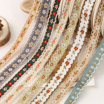 15mm*50y Pastorales Blumenbaumwollband Backkuchenband Bogen Bogen DIY Material Dekoration Band Blumenstrauß Verpackung