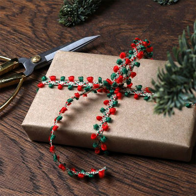 10mm*10m Weihnachtsglück Velous Ohrenkanten für Geschenkverpackung und Festivaldekoration
