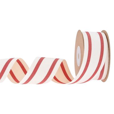 10mm-38mm*10y Schwarz-Rot gestreiftes Baumwollband für Geschenkverpackungen und Bekleidungszubehör