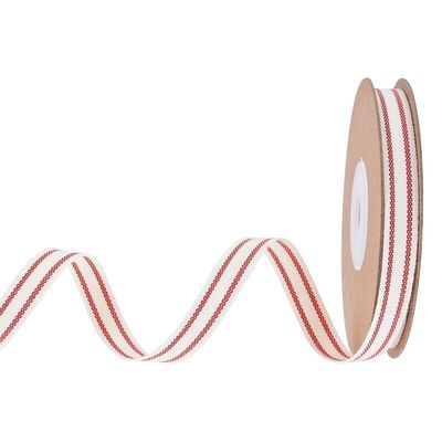 10mm-38mm*10y Schwarz-Rot gestreiftes Baumwollband für Geschenkverpackungen und Bekleidungszubehör