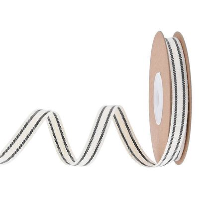 10mm-38mm*10y Schwarz-Rot gestreiftes Baumwollband für Geschenkverpackungen und Bekleidungszubehör