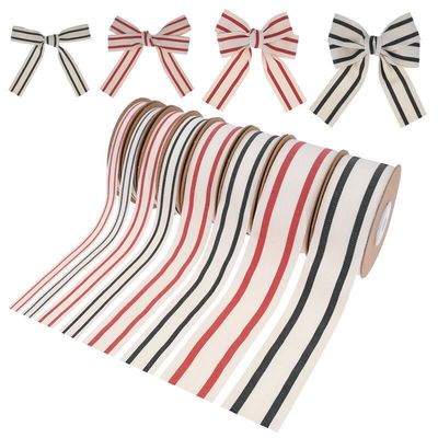 10mm-38mm*10y Schwarz-Rot gestreiftes Baumwollband für Geschenkverpackungen und Bekleidungszubehör