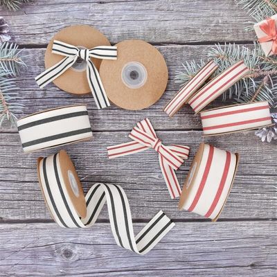 10mm-38mm*10y Schwarz-Rot gestreiftes Baumwollband für Geschenkverpackungen und Bekleidungszubehör