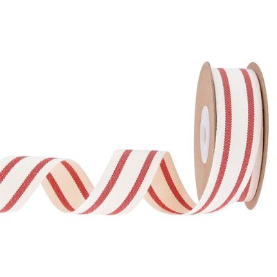 10mm-38mm*10y Schwarz-Rot gestreiftes Baumwollband für Geschenkverpackungen und Bekleidungszubehör