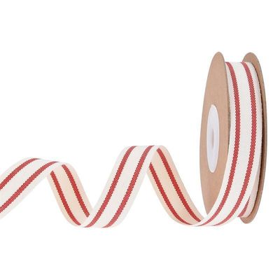 10mm-38mm*10y Schwarz-Rot gestreiftes Baumwollband für Geschenkverpackungen und Bekleidungszubehör